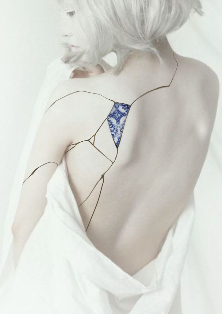 diseño kintsugi tatuaje mujer espalda